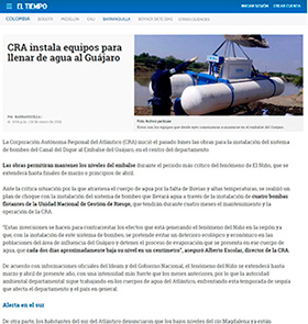 CRA instala bombas flotantes para llenar de agua al Guájaro